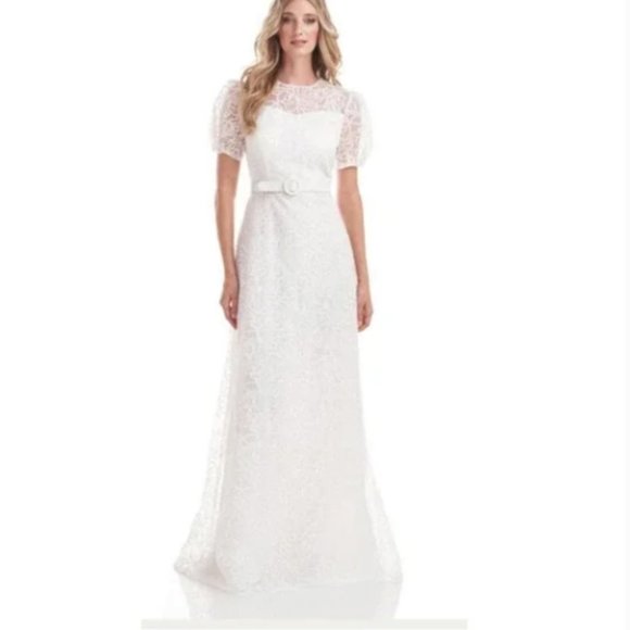 Kay Unger Wynonna Illusion Lace White Gown - Wedding/Reception Dress - Size 8 - Picture 5 of 10